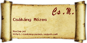 Csákány Mózes névjegykártya